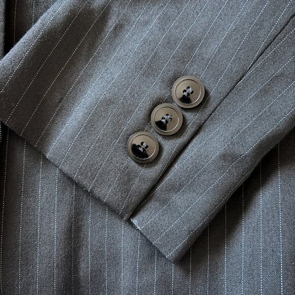 Emporio Armani Pinstripe Black Blazer Womens 10 Business Casual Office Luxury - Picture 5 of 14